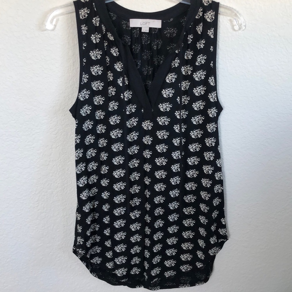 LOFT - Black and Cream Blouse - XS